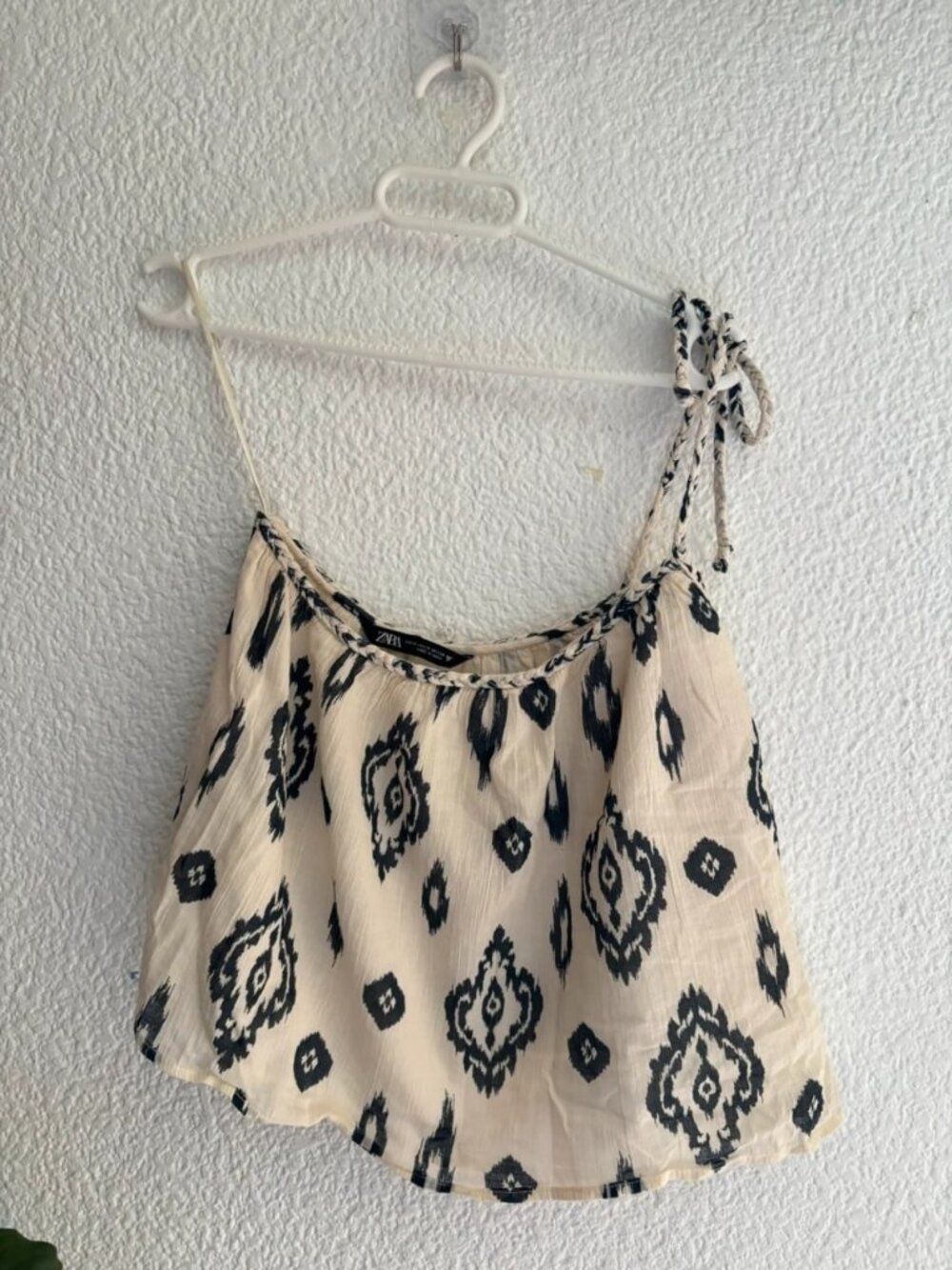 Cream Boho Print Spaghetti Strap Crop Top Size XS
